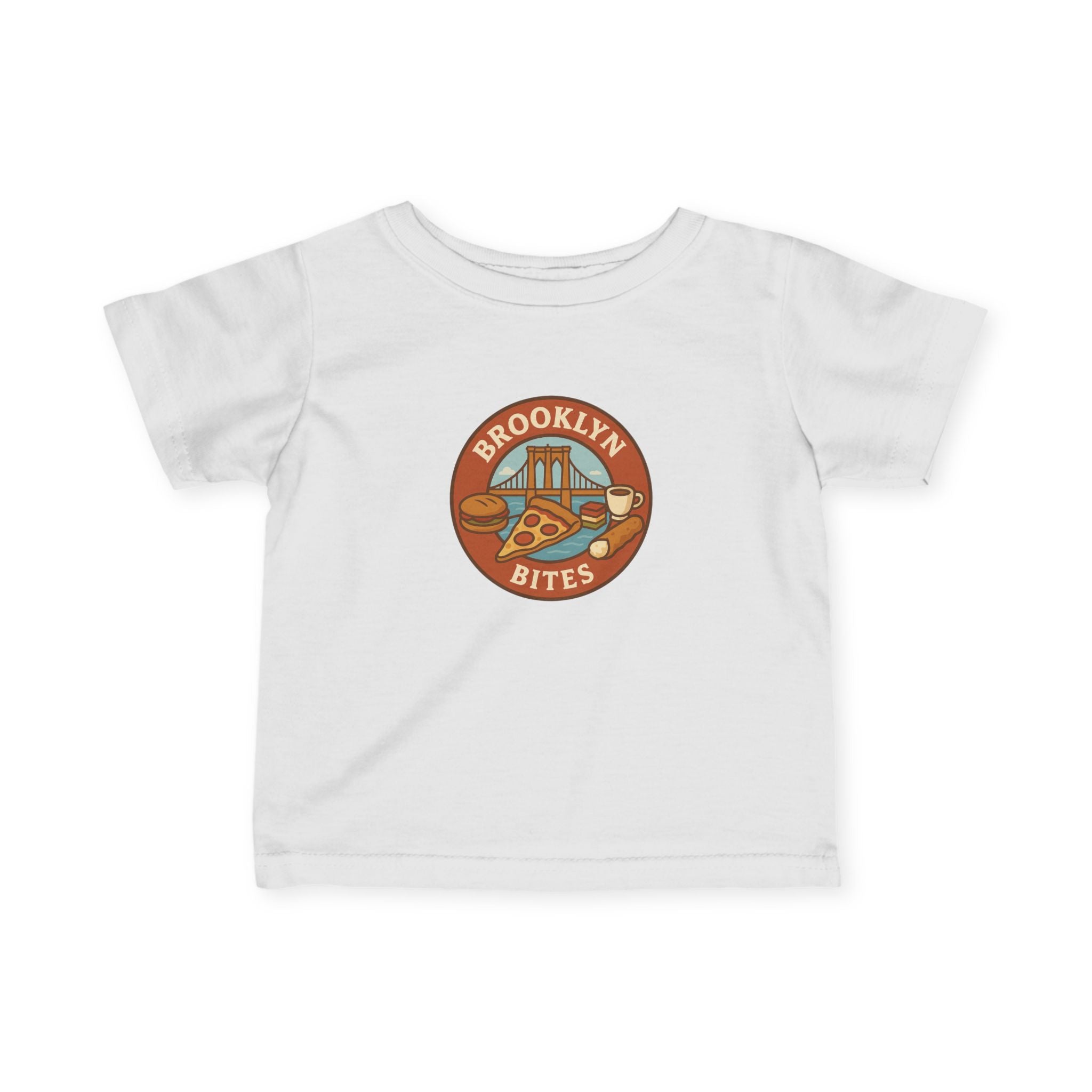 Brooklyn Bites Infant T-Shirt | Cute Baby Tee for Food Lovers, Gift for New Parents, Baby Shower, Birthday Outfit