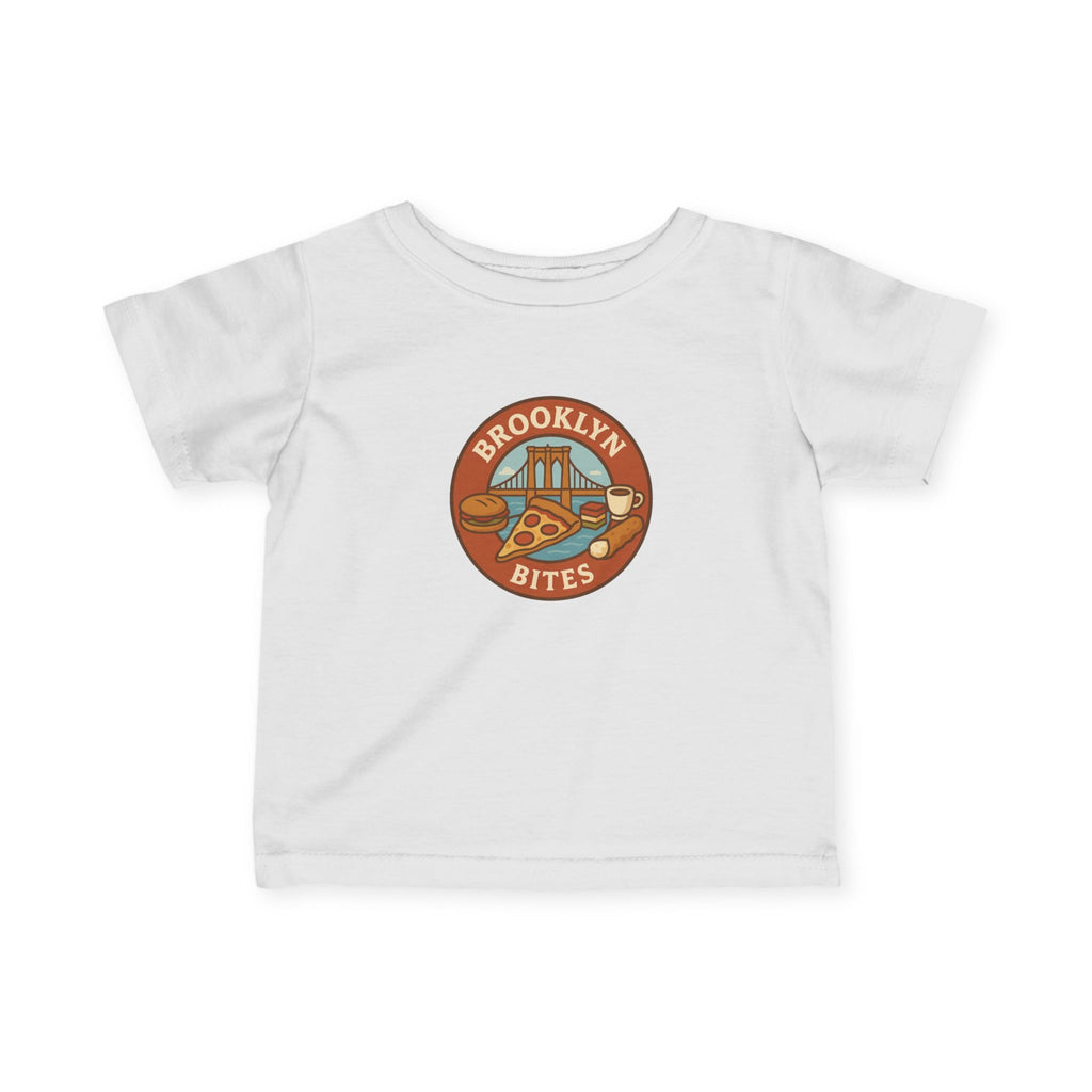Brooklyn Bites Infant T-Shirt | Cute Baby Tee for Food Lovers, Gift for New Parents, Baby Shower, Birthday Outfit