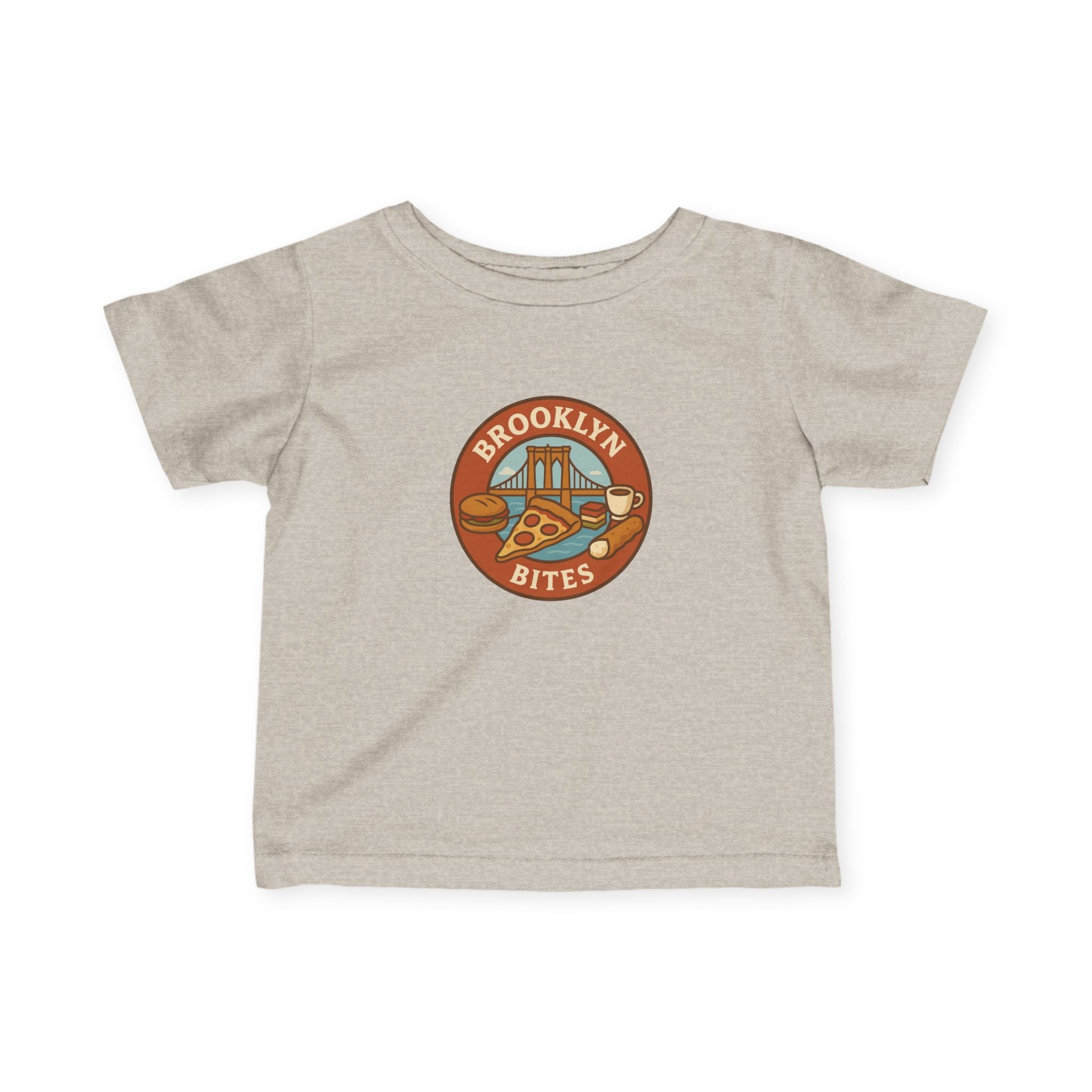 Brooklyn Bites Infant T-Shirt | Cute Baby Tee for Food Lovers, Gift for New Parents, Baby Shower, Birthday Outfit